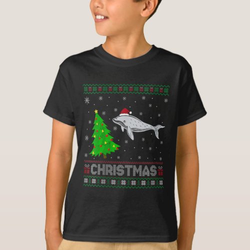 Womens Beluga Whale Xmas Tree Lighting Ugly Christ T_Shirt