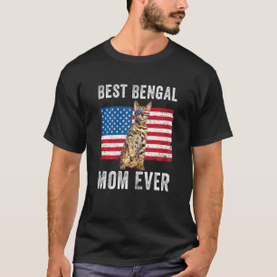 Womens Bengal Mom American Flag Bengal Cat Owner K T-Shirt