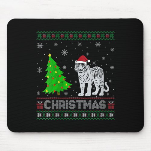 Womens Bengal Tiger Xmas Tree Lighting Ugly Christ Mouse Pad