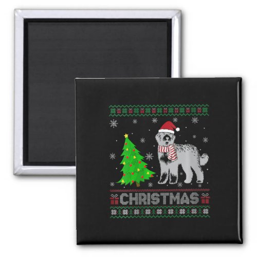 Womens Bernedoodle Dog Xmas Tree Lighting Ugly Chr Magnet