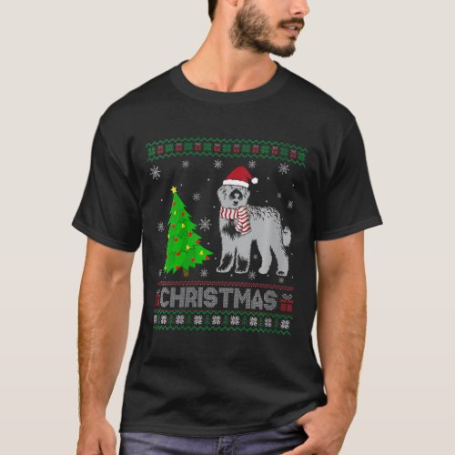 Womens Bernedoodle Dog Xmas Tree Lighting Ugly Chr T_Shirt