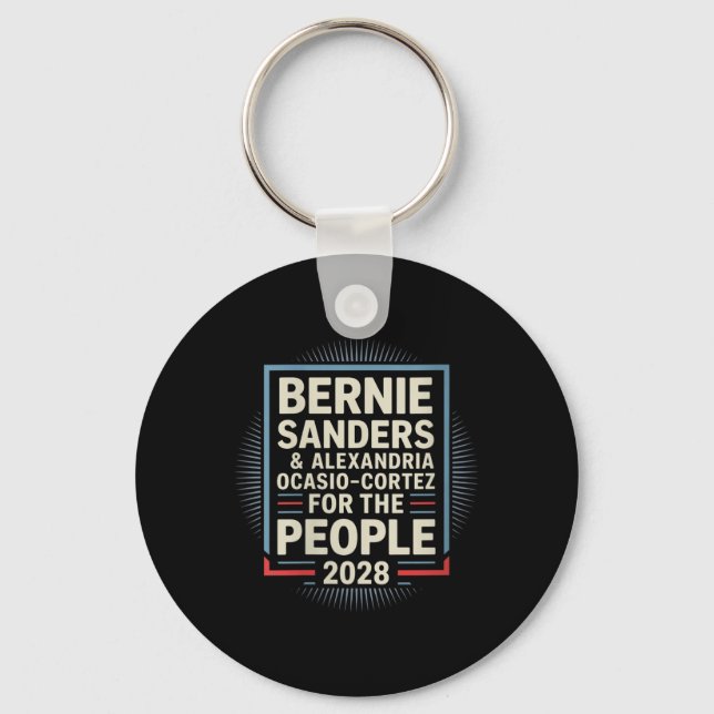 Womens Bernie Sanders And Aoc 2028 For President C Keychain (Front)