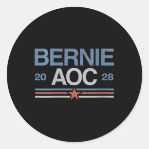 Womens Bernie Sanders And Aoc V-neck Classic Round Sticker