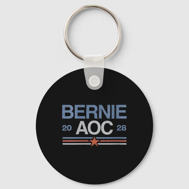 Womens Bernie Sanders And Aoc V-neck  Keychain (Front)