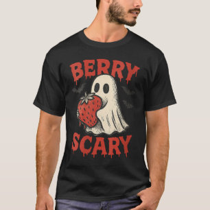 Womens Berry Y Cute Ghost Strawberry Halloween Pun T-Shirt