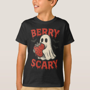 Womens Berry Y Cute Ghost Strawberry Halloween Pun T-Shirt