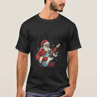 Womens Bespectacled Santa Claus with electric Guit T-Shirt
