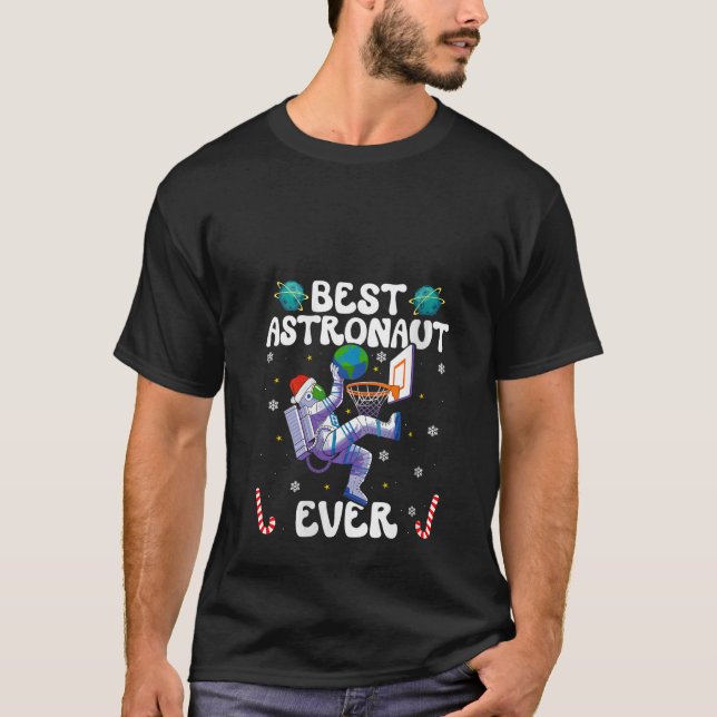 Womens Best Astronaut Ever Christmas Basketball Ho T-Shirt (Front)