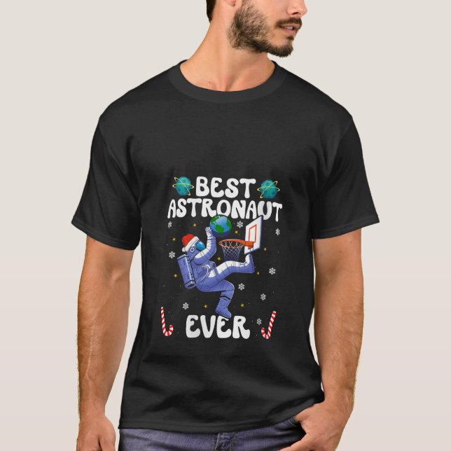 Womens Best Astronaut Ever Christmas Basketball Ho T-Shirt (Front)