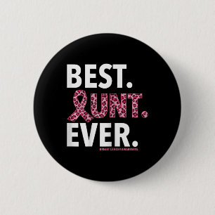 Womens Best Aunt Ever Pink Ribbon Leopard Breast C Button