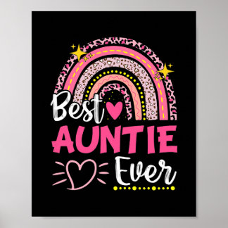 Womens Best Auntie Ever Leopard Rainbow New Poster