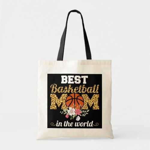 Womens Best Basketball Mom in the world Leopard Tote Bag