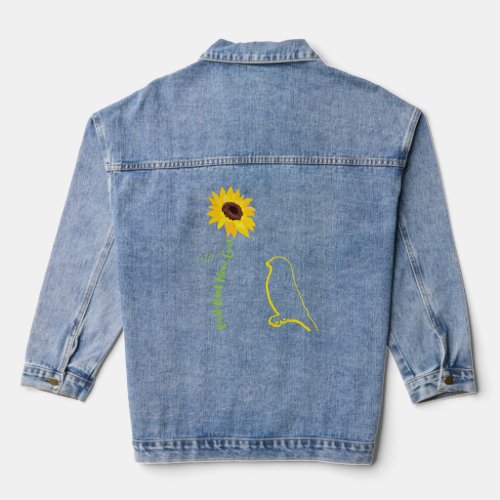 Womens Best Bird Mom Ever Sunflower Floral Branch  Denim Jacket