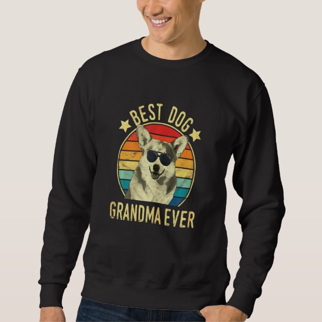 Womens Best Dog Grandma Ever Cardigan Welsh Corgi  Sweatshirt (Front)