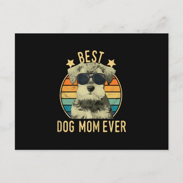 Womens Best Dog Mom Ever Miniature Schnauzer Announcement Postcard (Front)