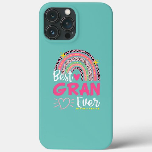 Womens Best Gran Ever Leopard Rainbow New Grandma iPhone 13 Pro Max Case