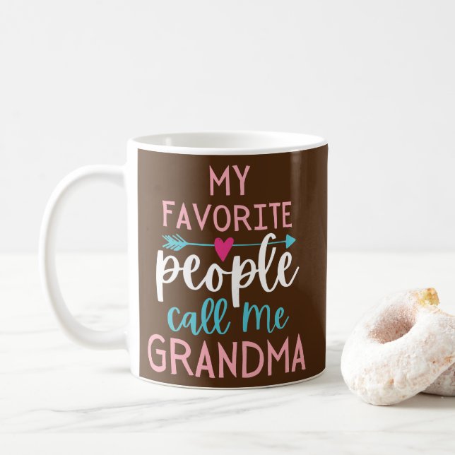 Womens Best Grandma Favorite People Grandkids Coffee Mug (With Donut)