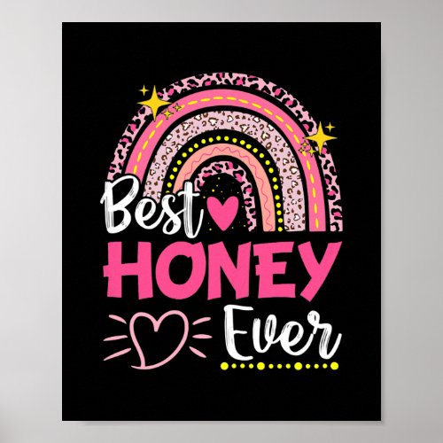 Womens Best Honey Ever Leopard Rainbow New Poster