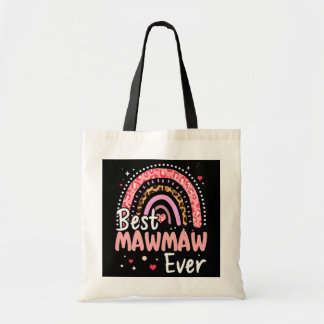 Womens Best Mawmaw Ever Cute Pink Leopard Rainbow Tote Bag