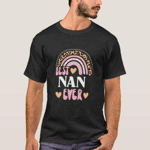 Womens Best Nan Ever Cool Retro Leopard Rainbow T-Shirt