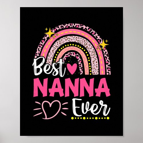 Womens Best Nanna Ever Leopard Rainbow New Poster