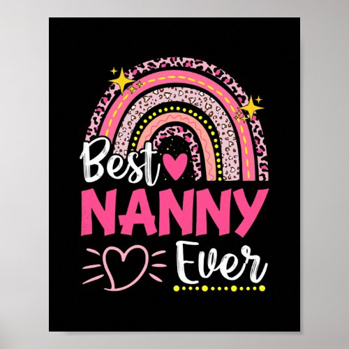 Womens Best Nanny Ever Leopard Rainbow New Poster