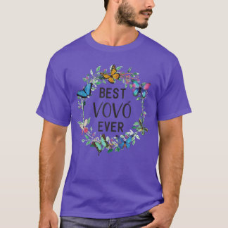 Womens Best VoVo Ever Butterfly Floral Personalize T-Shirt