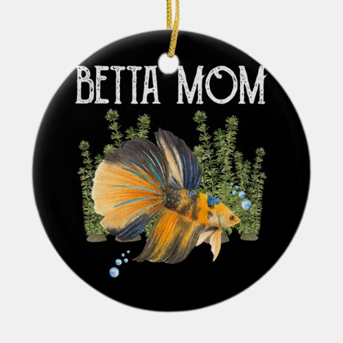 Womens Betta Fish Betta Mom Funny Cute Pet Owner Ceramic Ornament