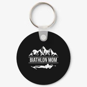 Womens Biathlon Mom Biathlete Skiing Shooting  Keychain