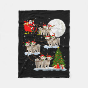 Womens Bichon Frise Dog Santa Sleigh Flying Funny Fleece Blanket
