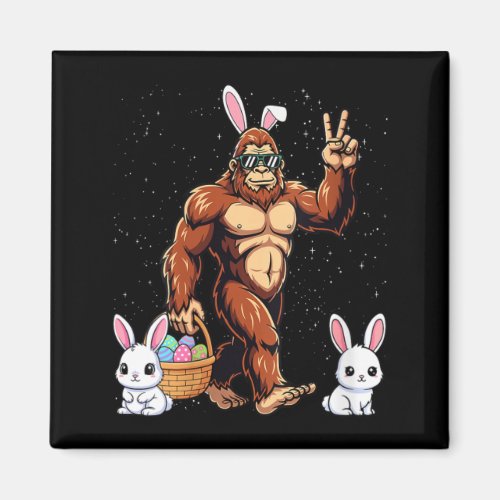 Women's bigfoot easter day rabbit funny easter magnet