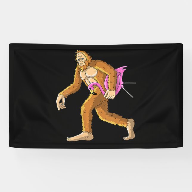 Womens Bigfoot With Flamingo Animal Costume Gift Banner (Horizontal)