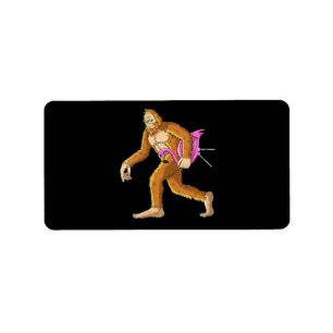 Womens Bigfoot With Flamingo Animal Costume Gift Label