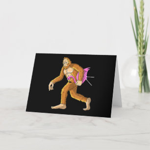 Womens Bigfoot With Flamingo Animal Costume Gift Letterpress Thank You Card