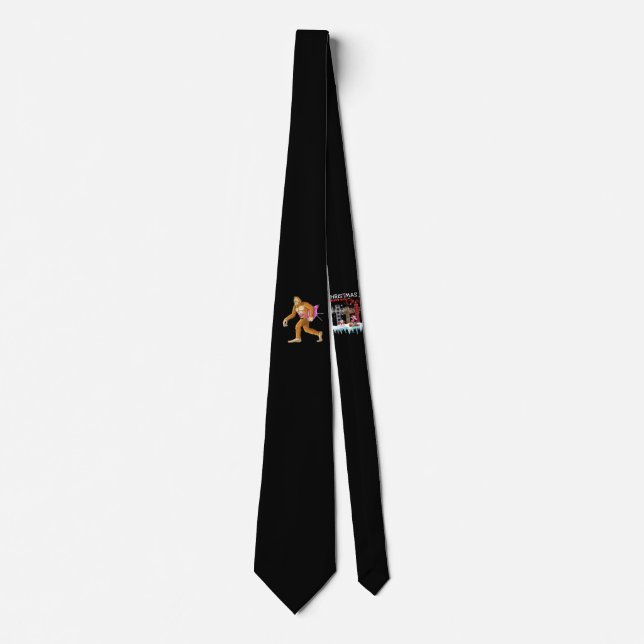 Womens Bigfoot With Flamingo Animal Costume Gift Neck Tie (Front)