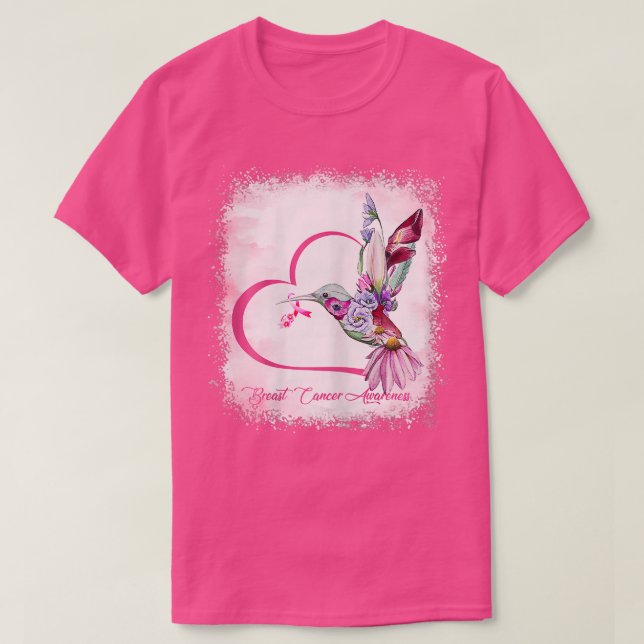 Womens Bird Heart Ribbon Sunflower Bleached Breast T-Shirt (Design Front)