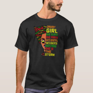 Womens Birthday Black Girls Women January Girl She T-Shirt