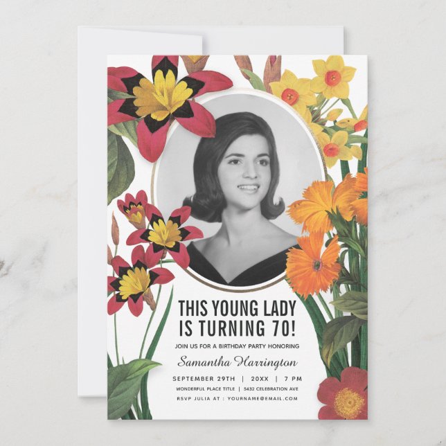 Women's Birthday Invitations - Old Photo Botanical (Front)
