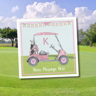 Women's Birthday Retirement Pink Golf Monogram Napkins