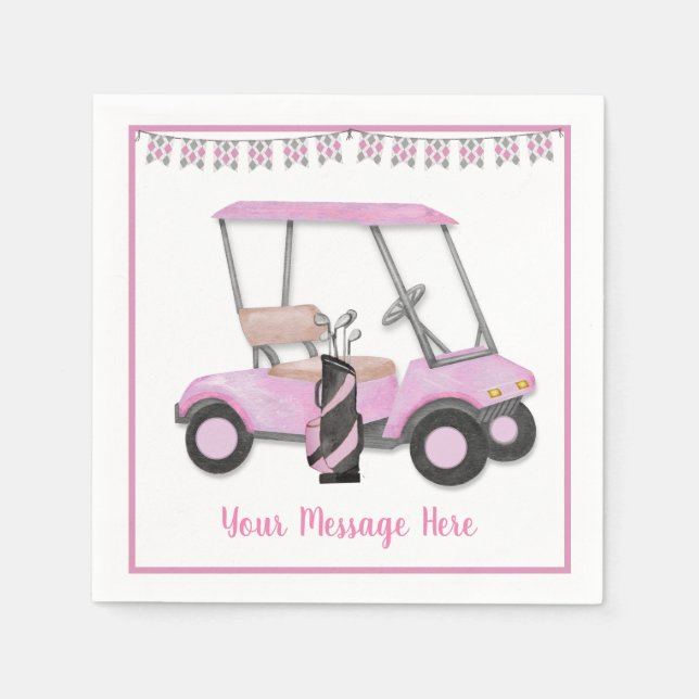 Women's Birthday Retirement Pink Golf Theme Party  Napkins (Front)