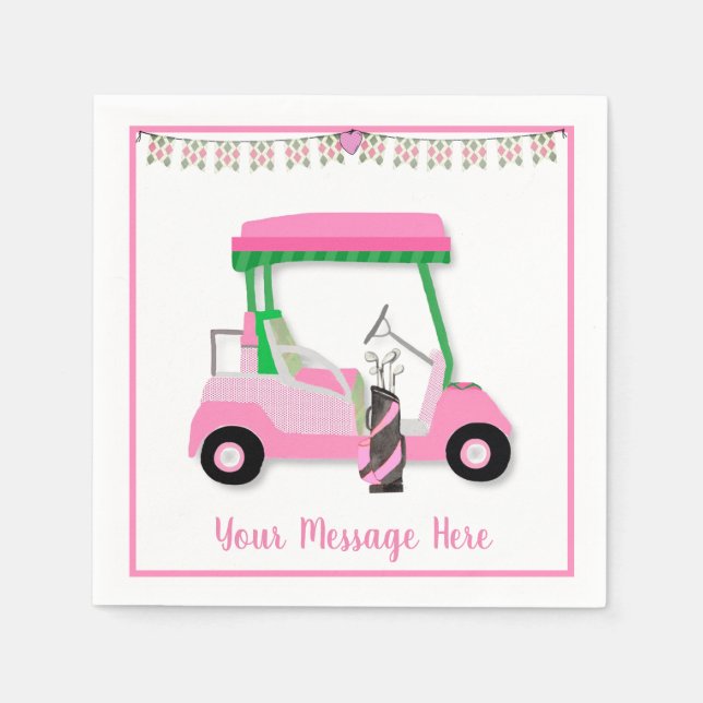 Women's Birthday Retirement Pink Golf Theme Party  Napkins (Front)