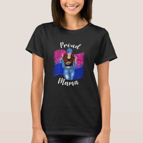 Womens Bisexual Pride Proud Mama Gay Pride Lgbtq B T_Shirt