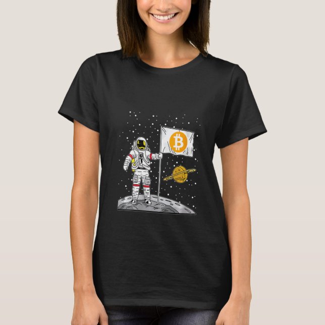 Womens Bitcoin Astronaut To The Moon Blockchain Cr T-Shirt (Front)