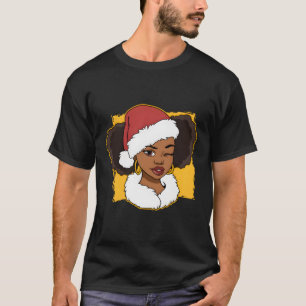 Womens Black African American Santa Black Christma T-Shirt