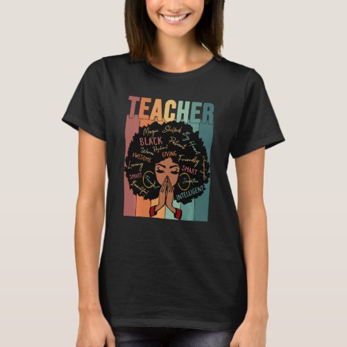 Womens Black Afro African Black History Month Teac T_Shirt