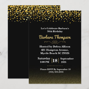 Women's Black and Gold Invitation