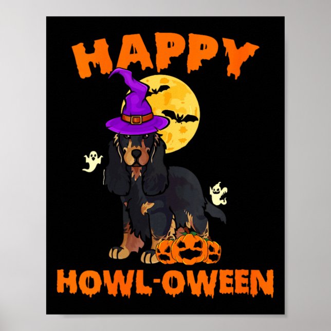 Womens Black And Tan Cocker Spaniel Dog Witch Poster (Front)