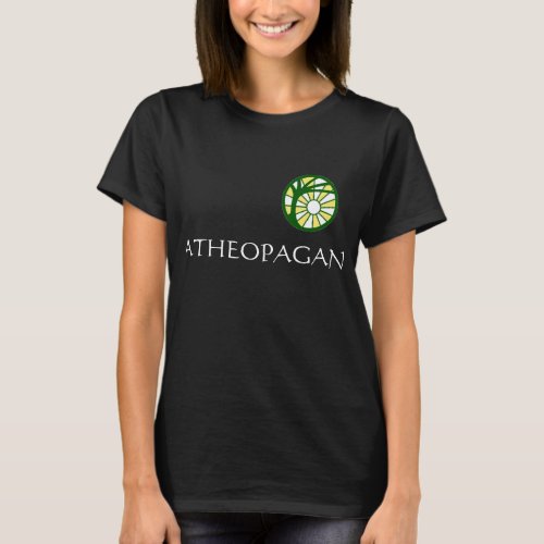 Womens Black Atheopagan Tee with Symbol