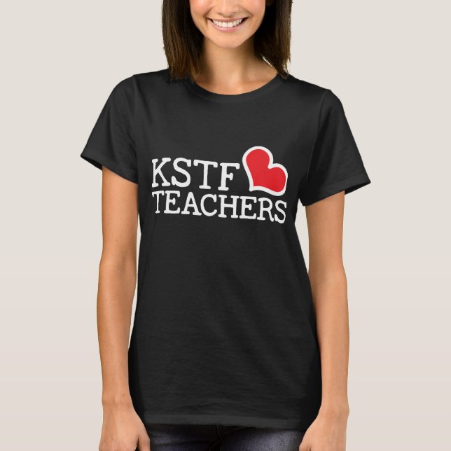 Women's Black Basic T-Shirt - KSTF Heart: Center (Front)