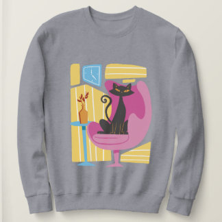 Women's Black Cat Abstract  Sweatshirt